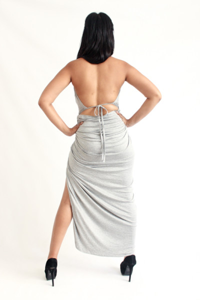 Grecian Wrap Dress (Grey)  Aidan J